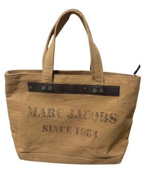 Marc Jacobs Tan Canvas Tote with Dark Brown Leather Trim
